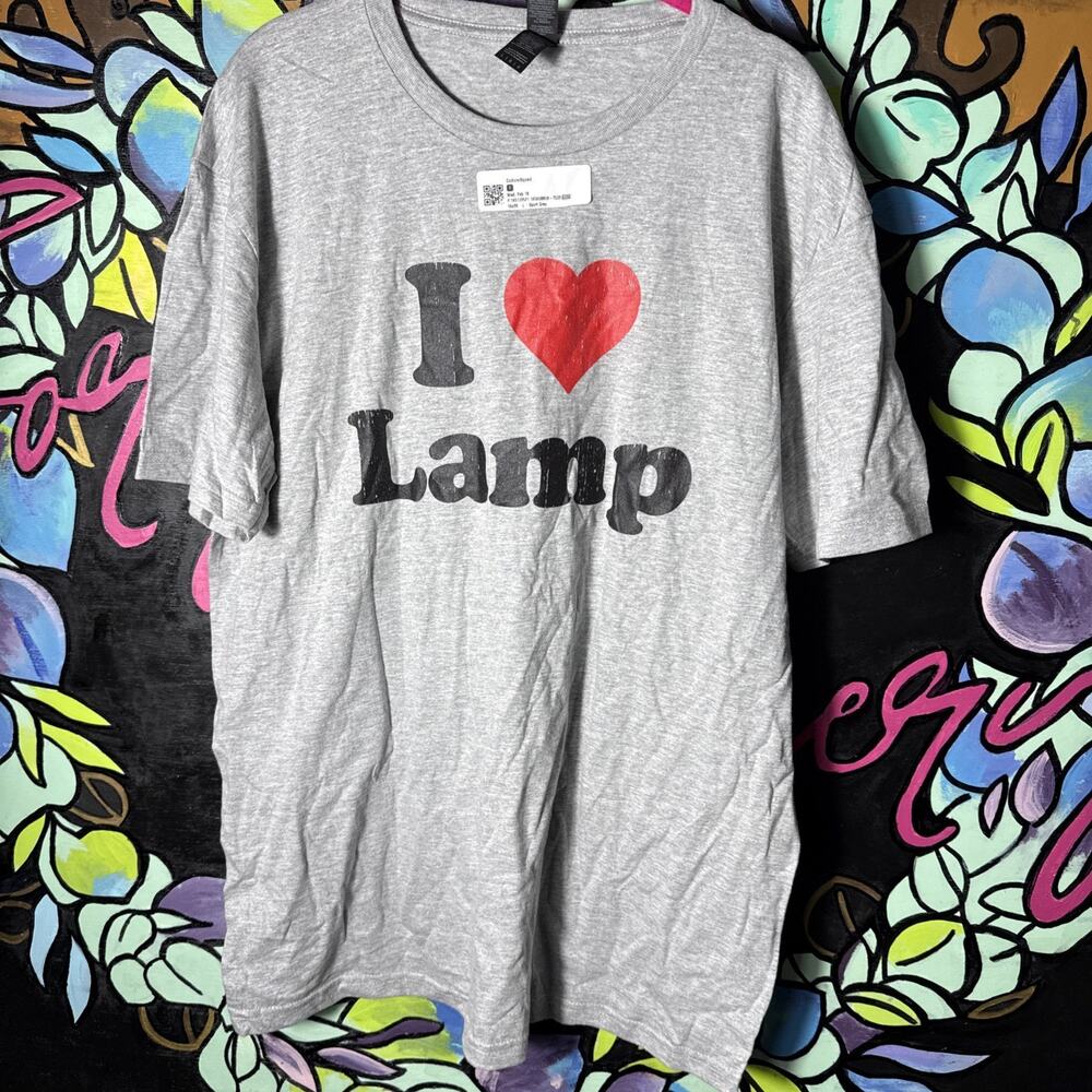 Unisex I Heart Lamp Tee T-Shirt, Large, Grey